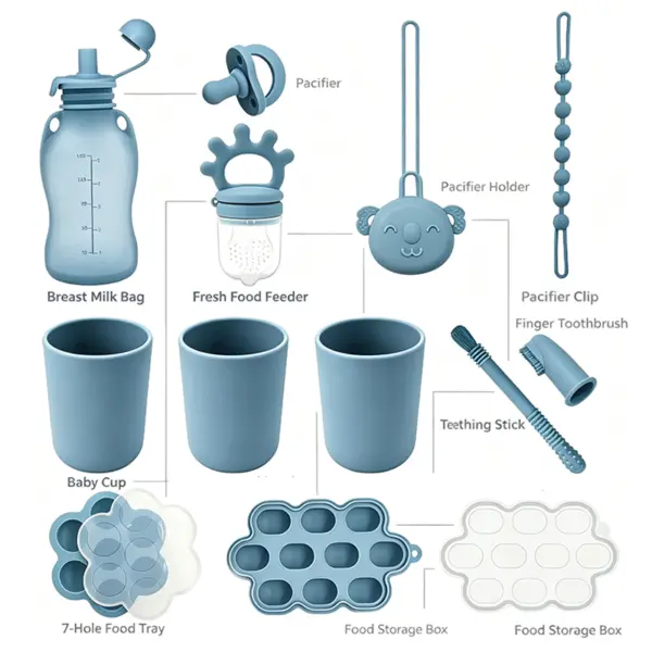 Silicone baby feeding set