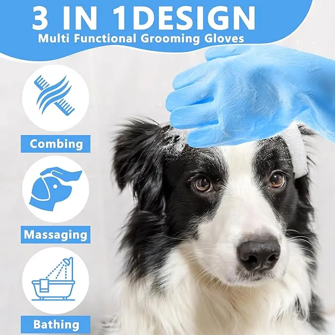 Silicone Pet Grooming Glove Dog Cat Shedding Brush Glove